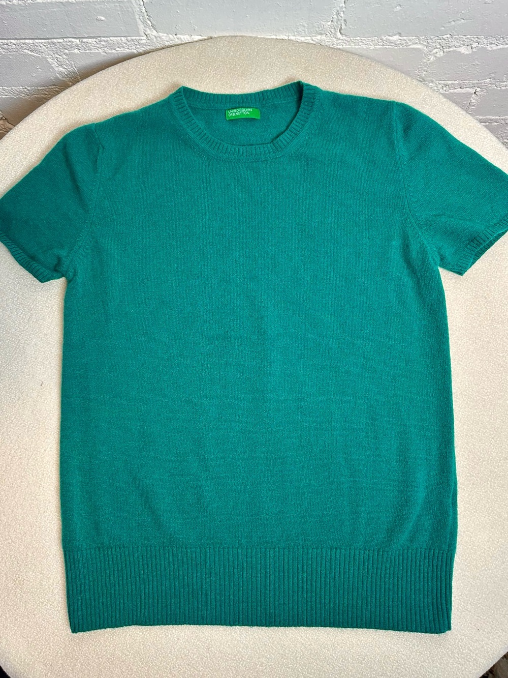 Short sleeved Angora Blend Classic United Colors Of Benetton Capsule Teal M